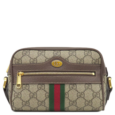 グッチ GUCCI GGスプリーム オフィディア ミニバッグ 517350 ベージュ×ブラウン GGスプリームキャンバス レザー ショルダーバッグ ゴールド金具 茶 シェリー