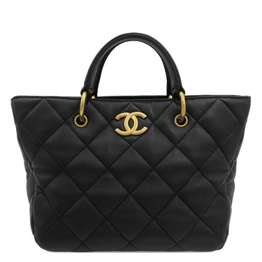 シャネル CHANEL マトラッセ トート ブラック ラムスキン 2WAYバッグ ゴールド金具 黒 ココマーク チェーンショルダー