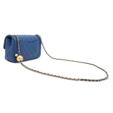 シャネル CHANEL ミニ マトラッセ チェーン ショルダー AS1787 ブルー ラムスキン ショルダーバッグ ヴィンテージ金具 ココボール