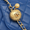 シャネル CHANEL ミニ マトラッセ チェーン ショルダー AS1787 ブルー ラムスキン ショルダーバッグ ヴィンテージ金具 ココボール