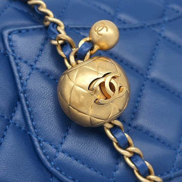 シャネル CHANEL ミニ マトラッセ チェーン ショルダー AS1787 ブルー ラムスキン ショルダーバッグ ヴィンテージ金具 ココボール