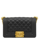 シャネル CHANEL ボーイシャネル スモール チェーンショルダー ブラック キャビアスキン ショルダーバッグ ヴィンテージ金具