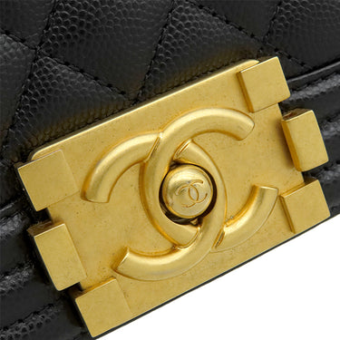シャネル CHANEL ボーイシャネル スモール チェーンショルダー ブラック キャビアスキン ショルダーバッグ ヴィンテージ金具