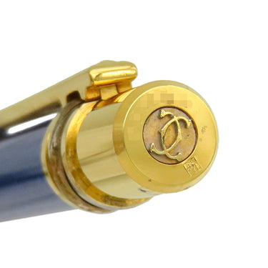 カルティエ Cartier トリニティ ブルー×ゴールド GP レジン ボールペン マーブル 青インク ツイスト式 筆記確認済み