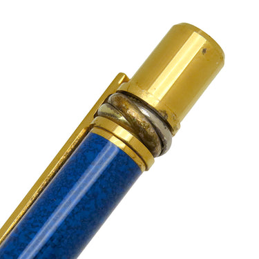 カルティエ Cartier トリニティ ブルー×ゴールド GP レジン ボールペン マーブル 青インク ツイスト式 筆記確認済み