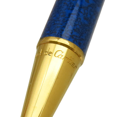 カルティエ Cartier トリニティ ブルー×ゴールド GP レジン ボールペン マーブル 青インク ツイスト式 筆記確認済み