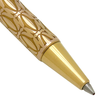 カルティエ Cartier ハッピーバースデー 2C C ドゥ カルティエ ゴールド GP ボールペン ロゴ 総柄 黒インク ツイスト式 筆記確認済み