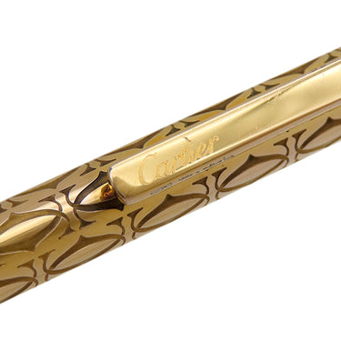 カルティエ Cartier ハッピーバースデー 2C C ドゥ カルティエ ゴールド GP ボールペン ロゴ 総柄 黒インク ツイスト式 筆記確認済み