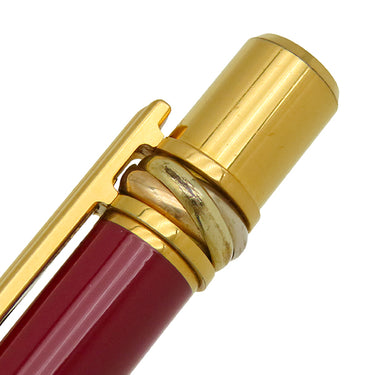 カルティエ Cartier トリニティ ボルドー×ゴールド GP レジン ボールペン 黒インク ツイスト式 筆記確認済み