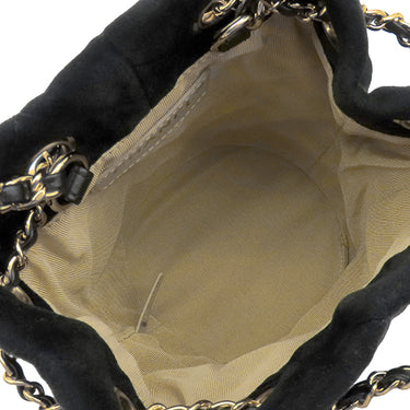 シャネル CHANEL マトラッセ 巾着 ドローストリング ブラック ベルベット ショルダーバッグ ゴールド金具 黒 ココマーク ココボール