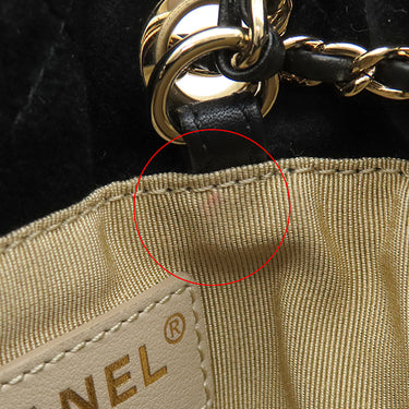 シャネル CHANEL マトラッセ 巾着 ドローストリング ブラック ベルベット ショルダーバッグ ゴールド金具 黒 ココマーク ココボール