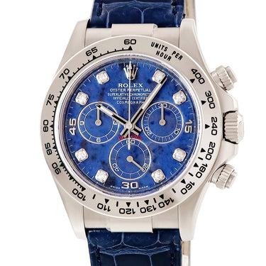 腕時計 ロレックス ROLEX コスモグラフ デイトナ 116519G ランダム番 自動巻き メンズ ランダム番 K18WG無垢 純正ダイヤ ソーダライト ブルー