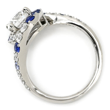 ミキモト MIKIMOTO ダイヤ 0.97ct サファイア ブルー×プラチナシルバー Pt950 ダイヤモンド サファイア リング 指輪 デザインリング 青 プラチナ950 8.5号