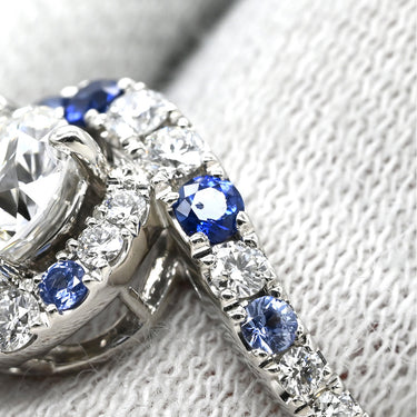 ミキモト MIKIMOTO ダイヤ 0.97ct サファイア ブルー×プラチナシルバー Pt950 ダイヤモンド サファイア リング 指輪 デザインリング 青 プラチナ950 8.5号
