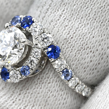 ミキモト MIKIMOTO ダイヤ 0.97ct サファイア ブルー×プラチナシルバー Pt950 ダイヤモンド サファイア リング 指輪 デザインリング 青 プラチナ950 8.5号