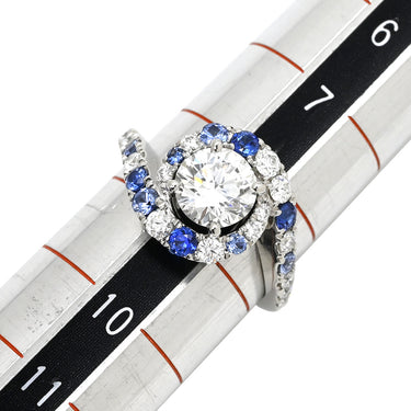 ミキモト MIKIMOTO ダイヤ 0.97ct サファイア ブルー×プラチナシルバー Pt950 ダイヤモンド サファイア リング 指輪 デザインリング 青 プラチナ950 8.5号