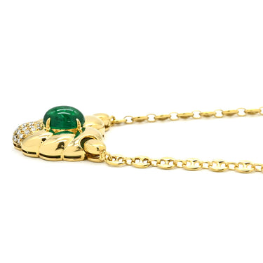 ミキモト MIKIMOTO エメラルド ダイヤ ハート グリーン×イエローゴールド K18YG エメラルド ダイヤモンド ネックレス 緑 MIKIMOTO 18K 18金 Au750