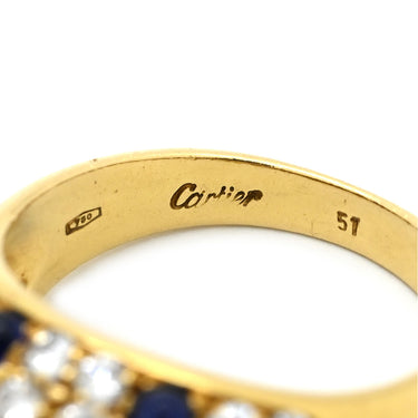 カルティエ Cartier コリントリング ブルー×イエローゴールド K18YG サファイア ダイヤモンド #51(JP11) リング 指輪 サファイア ダイヤモンド 18K 750 YG 10号