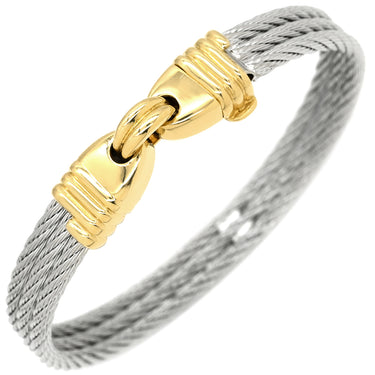 フレッド FRED フォース10 シルバー×イエローゴールド K18YG ステンレスケーブル #17 ブレスレット Au750 18K YG ステンレス コンビ