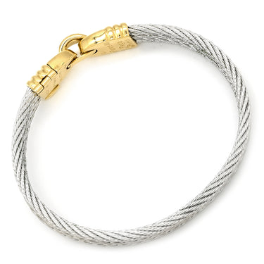 フレッド FRED フォース10 シルバー×イエローゴールド K18YG ステンレスケーブル #17 ブレスレット Au750 18K YG ステンレス コンビ