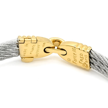 フレッド FRED フォース10 シルバー×イエローゴールド K18YG ステンレスケーブル #17 ブレスレット Au750 18K YG ステンレス コンビ