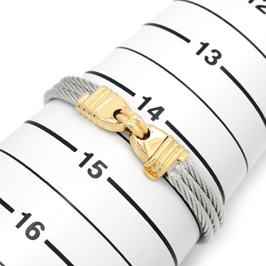 フレッド FRED フォース10 シルバー×イエローゴールド K18YG ステンレスケーブル #17 ブレスレット Au750 18K YG ステンレス コンビ