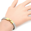 フレッド FRED フォース10 シルバー×イエローゴールド K18YG ステンレスケーブル #17 ブレスレット Au750 18K YG ステンレス コンビ