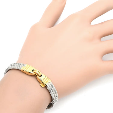 フレッド FRED フォース10 シルバー×イエローゴールド K18YG ステンレスケーブル #17 ブレスレット Au750 18K YG ステンレス コンビ