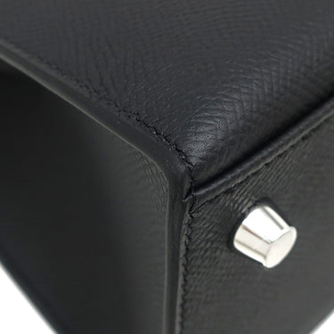 エルメス HERMES ケリー25 外縫い ブラック ヴォーエプソン 2WAYバッグ シルバー金具 新品 未使用 エレクトラム金具 2026年製