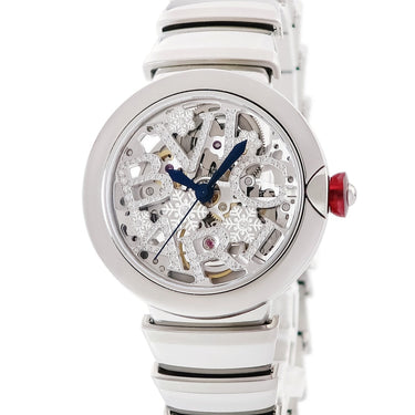 腕時計 ブルガリ BVLGARI ルチェア スケルトン LUP33SKSDL 103518 自動巻き レディース 純正ダイヤ 青針 雪の結晶 日本限定