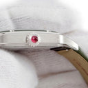 腕時計 カルティエ Cartier サントス デュモン LM ラッカー WGSA0096 手巻き メンズ レディース Pt950無垢 オリーブ グリーン 限定