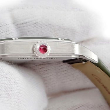 腕時計 カルティエ Cartier サントス デュモン LM ラッカー WGSA0096 手巻き メンズ レディース Pt950無垢 オリーブ グリーン 限定