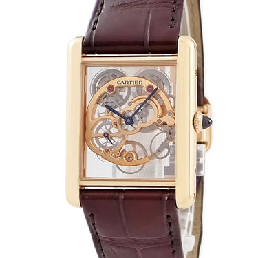 腕時計 カルティエ Cartier タンク ルイ カルティエ サファイア スケルトン WHTA0002 手巻き メンズ K18PG無垢 角型