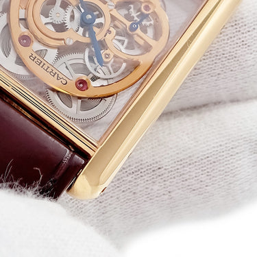 腕時計 カルティエ Cartier タンク ルイ カルティエ サファイア スケルトン WHTA0002 手巻き メンズ K18PG無垢 角型