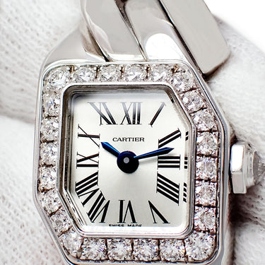 腕時計 カルティエ Cartier マイヨン ドゥ カルティエ スモールモデル WJBJ0003 クオーツ レディース K18WG無垢 純正ダイヤ シルバー