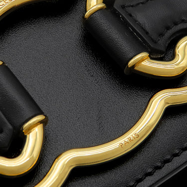 セリーヌ CELINE トリオンフ フレーム チェーン ショルダー ブラック レザー ショルダーバッグ ゴールド金具 黒