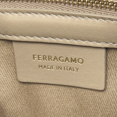 フェラガモ FERRAGAMO ビーチウェア グロス 214988 ベージュ ファブリック トートバッグ ゴールド金具 ロゴ トート
