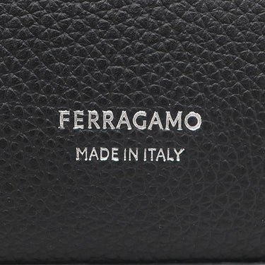 サルヴァトーレ・フェラガモ Salvatore Ferragamo カットアウト 241499 ブラック ナイロン レザー ショルダーバッグ シルバー金具 黒 斜め掛け