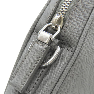 プラダ PRADA サフィアーノ ブリーフケース 2VE368 グレー レザー ビジネスバッグ シルバー金具 グレー ストラップ欠品