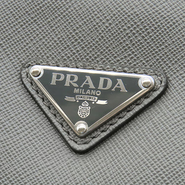 プラダ PRADA サフィアーノ ブリーフケース 2VE368 グレー レザー ビジネスバッグ シルバー金具 グレー ストラップ欠品