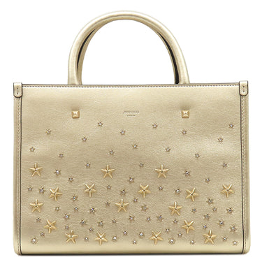 ジミーチュウ JIMMY CHOO AVENUE S TOTE ゴールド レザー 2WAYバッグ ゴールド金具 ハンドバッグ ショルダー クリスタルスター スタッズ 星