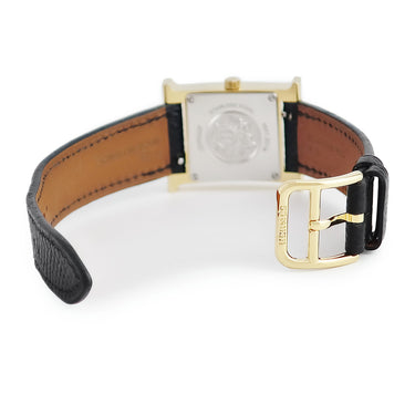 腕時計 エルメス HERMES Hウォッチ PM HH1.201e クオーツ レディース イエローGP ホワイト アラビア H型 スクエア