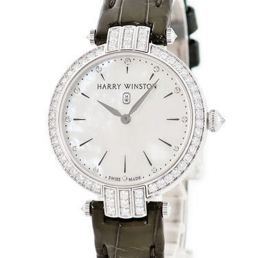 腕時計 ハリーウィンストン Harry Winston プルミエール 31mm PRNQHM31WW001 クオーツ レディース K18WG無垢 純正ダイヤ シェル バー