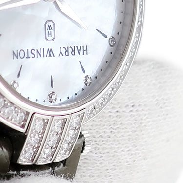 腕時計 ハリーウィンストン Harry Winston プルミエール 31mm PRNQHM31WW001 クオーツ レディース K18WG無垢 純正ダイヤ シェル バー