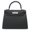 エルメス HERMES ケリー28 外縫い ブラック ヴォーエプソン 2WAYバッグ シルバー金具 ハンドバッグ ショルダー