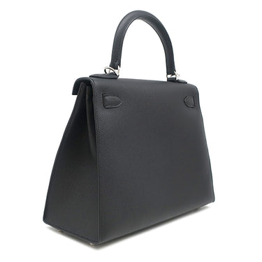 エルメス HERMES ケリー28 外縫い ブラック ヴォーエプソン 2WAYバッグ シルバー金具 ハンドバッグ ショルダー