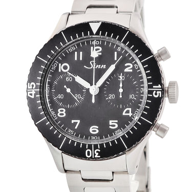 腕時計 ジン SINN レプリカ クロノグラフ 155 手巻き メンズ パイロット 回転ベゼル 黒 スモールセコンド 日本限定