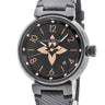 腕時計 ルイヴィトン Louis Vuitton タンブール オールブラック GM QA049Z クオーツ メンズ 純正ダイヤ 黒 ブラックPVD モノグラムフラワー