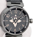 腕時計 ルイヴィトン Louis Vuitton タンブール オールブラック GM QA049Z クオーツ メンズ 純正ダイヤ 黒 ブラックPVD モノグラムフラワー