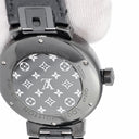 腕時計 ルイヴィトン Louis Vuitton タンブール オールブラック GM QA049Z クオーツ メンズ 純正ダイヤ 黒 ブラックPVD モノグラムフラワー